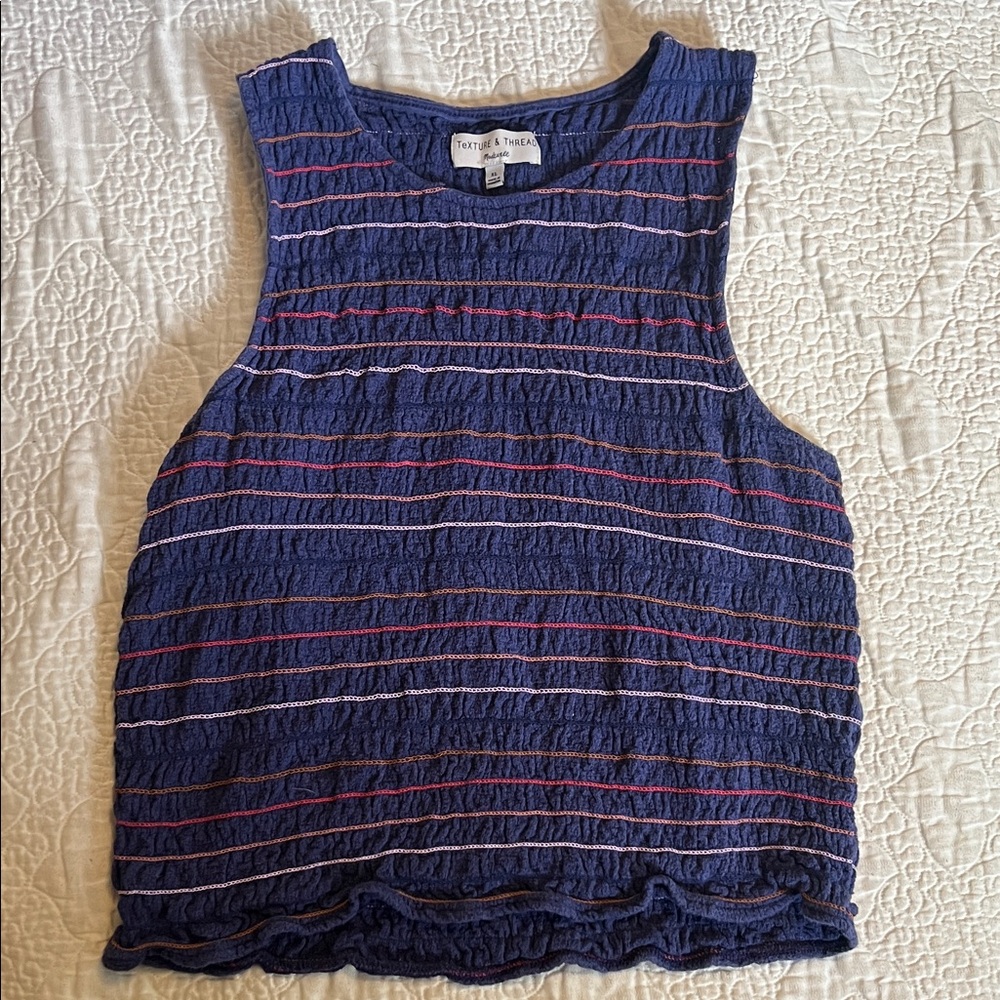 Madewell Navy and Red Striped Tank Top